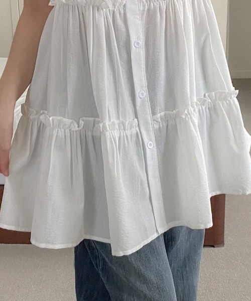 yuue' ( wear )(ユーイ)の「フロントボタンティアードミニワンピース(ワンピース・レディース・ブラック系その他/ホワイト・FREE)」の7枚目の写真