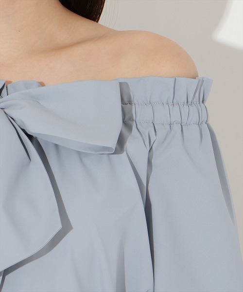 AND COUTURE（アンドクチュール）の「ドロストボウタイ2WAYブラウス（シャツ/ブラウス・レディース・サックスブルー/オフホワイト/ネイビー/ピンク・FREE）」の12枚目の写真