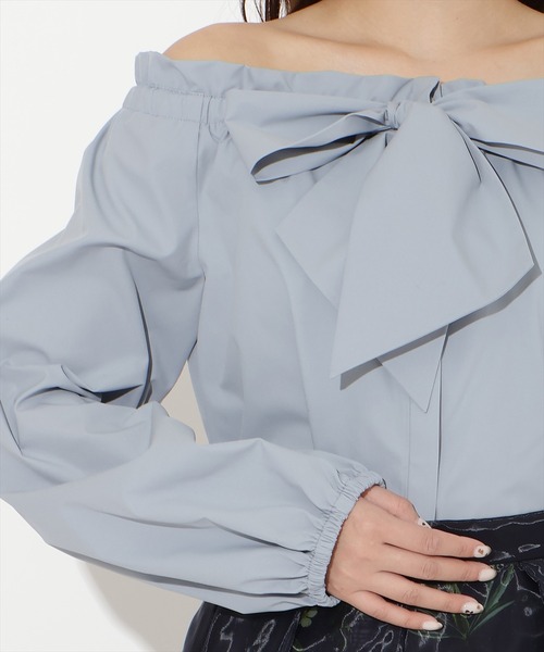 AND COUTURE（アンドクチュール）の「ドロストボウタイ2WAYブラウス（シャツ/ブラウス・レディース・サックスブルー/オフホワイト/ネイビー/ピンク・FREE）」の13枚目の写真