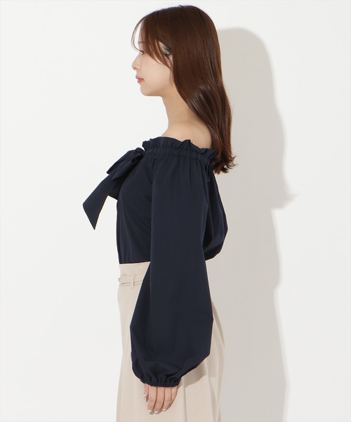 AND COUTURE（アンドクチュール）の「ドロストボウタイ2WAYブラウス（シャツ/ブラウス・レディース・サックスブルー/オフホワイト/ネイビー/ピンク・FREE）」の20枚目の写真