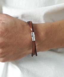 THE MILES（ザ マイルズ）の「"03"本革 レイヤード ワンタッチ 編み込みレザー ブレスレット（ブレスレット）」