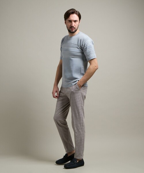 HIDEAWAYS NICOLE（ハイダウェイニコル）の「【HIDEAWAYS BLACK】ブリスタージャカードランダムストライプ　イージースラックス（その他パンツ・メンズ・ブルー/ブラック/ライトグレー・S/M/L/XL）」の4枚目の写真