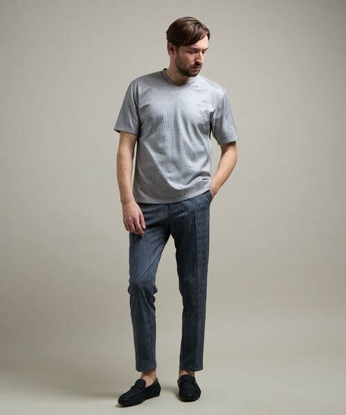 HIDEAWAYS NICOLE（ハイダウェイニコル）の「【HIDEAWAYS BLACK】ブリスタージャカードランダムストライプ　イージースラックス（その他パンツ・メンズ・ブルー/ブラック/ライトグレー・S/M/L/XL）」の8枚目の写真