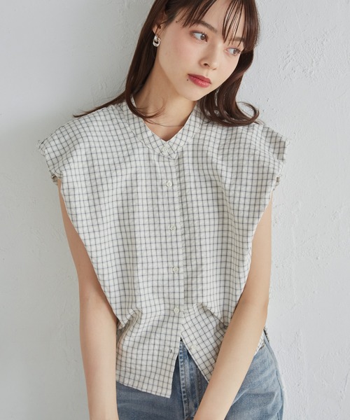 solleim(ソルレム)の「パフスリチェック柄バルーンブラウス(シャツ/ブラウス・レディース・ブルー/ベージュ/ホワイト・M/L)」の4枚目の写真