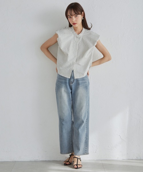 solleim(ソルレム)の「パフスリチェック柄バルーンブラウス(シャツ/ブラウス・レディース・ブルー/ベージュ/ホワイト・M/L)」の8枚目の写真