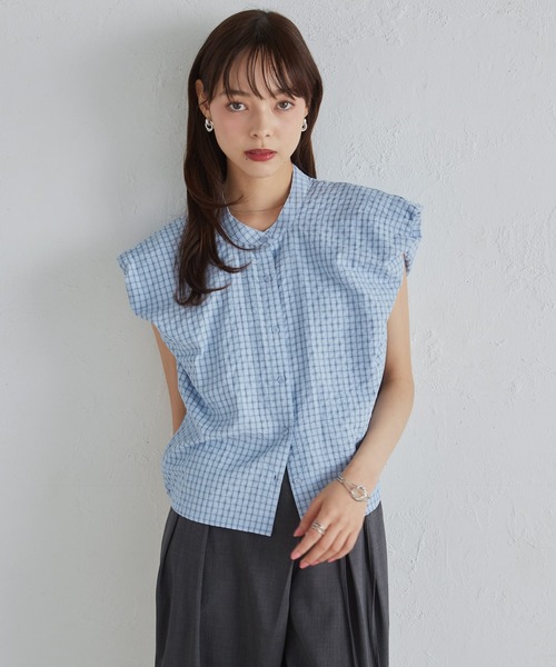 solleim(ソルレム)の「パフスリチェック柄バルーンブラウス(シャツ/ブラウス・レディース・ブルー/ベージュ/ホワイト・M/L)」の12枚目の写真