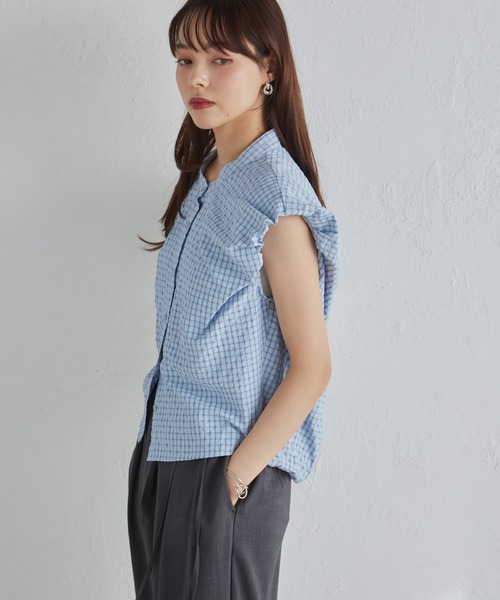 solleim(ソルレム)の「パフスリチェック柄バルーンブラウス(シャツ/ブラウス・レディース・ブルー/ベージュ/ホワイト・M/L)」の13枚目の写真