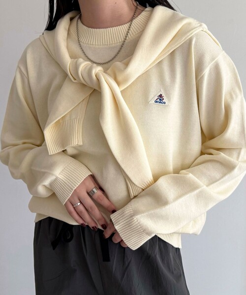 fredy emue(フレディエミュ)の「【GEVACO/ゲバコ】コットンラウンドネックプルオーバー(ニット/セーター・レディース・ブラック/ライム/レッド/オフホワイト・38)」の1枚目の写真