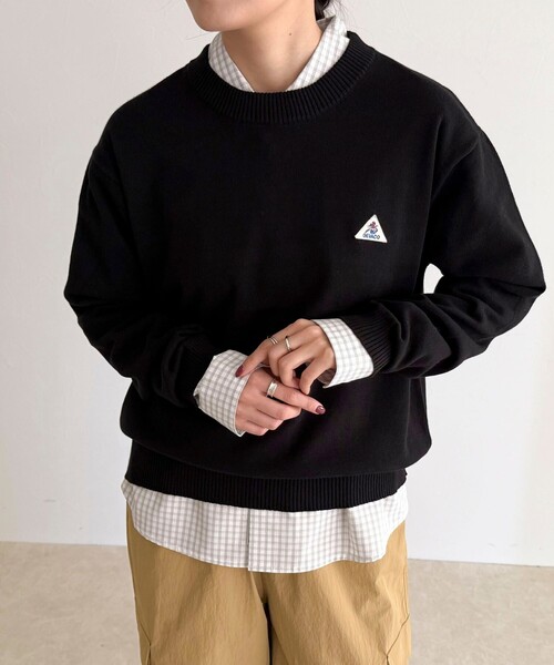 fredy emue(フレディエミュ)の「【GEVACO/ゲバコ】コットンラウンドネックプルオーバー(ニット/セーター・レディース・ブラック/ライム/レッド/オフホワイト・38)」の2枚目の写真