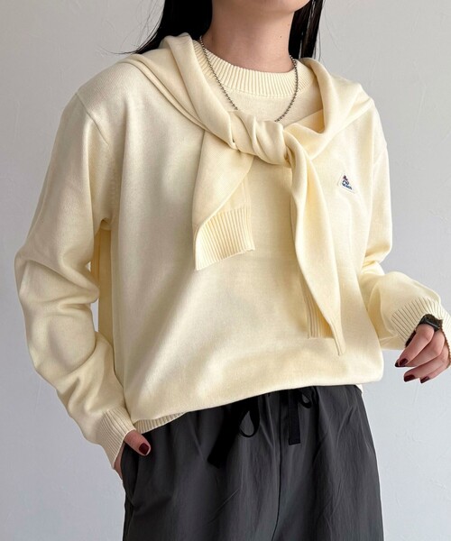 fredy emue(フレディエミュ)の「【GEVACO/ゲバコ】コットンラウンドネックプルオーバー(ニット/セーター・レディース・ブラック/ライム/レッド/オフホワイト・38)」の9枚目の写真