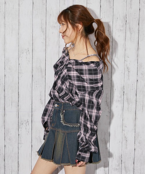 GORGE(ゴージ)の「《チェック柄×3WAY仕様》シャツ/春秋/全4色(シャツ/ブラウス・レディース・ピンク/ブラック/オフホワイト/ブルー・F)」の6枚目の写真