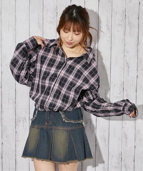 GORGE(ゴージ)の「《チェック柄×3WAY仕様》シャツ/春秋/全4色(シャツ/ブラウス・レディース・ピンク/ブラック/オフホワイト/ブルー・F)」の8枚目の写真