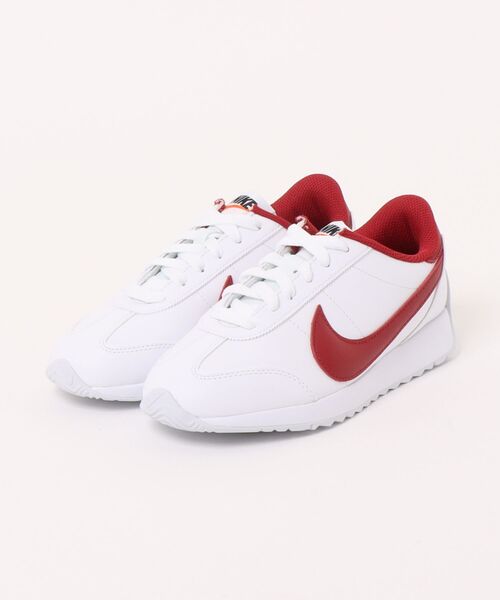 NIKE(ナイキ)の「NIKE ナイキ W PACIFIC LTR レディーススニーカー ロープロファイル レザー(ウィメンズパシフィックレザー) HV6430-101 ホワイト/チームクリムゾン/ブラック(スニーカー・レディース・ホワイト×レッド・22.5cm/23.0cm/23.5cm/24.0cm/24.5cm/25.0cm)」の1枚目の写真