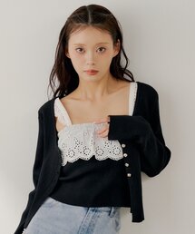 SALON by Chico】ドットバルーンペプラムパワショルニット（ニット