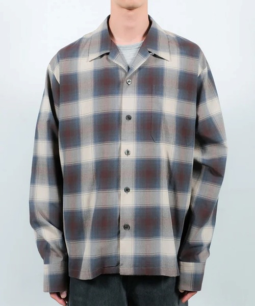 CHECK OPEN COLLAR SHIRT — рубашка в клетку с открытым воротником