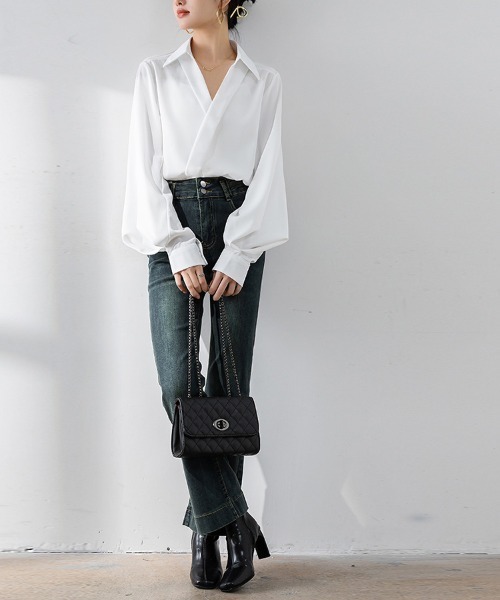 ReRe(リリ)の「ボリュームスリーブ深Vネックブラウス(その他トップス・レディース・ブラック/ワインレッド/ホワイト・X-LARGE/LARGE/MEDIUM/SMALL)」の14枚目の写真