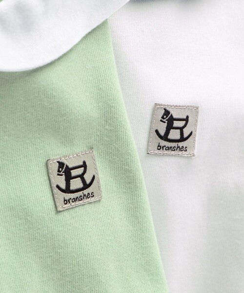 BRANSHES(ブランシェス)の「丸襟半袖カバーオール(ロンパース・キッズ・アイボリー/オリーブ・70/80)」の12枚目の写真