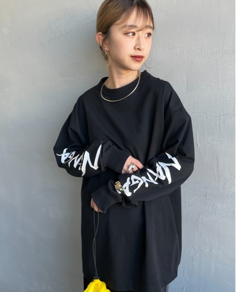 NANGA（ナンガ）の「[NANGA/ナンガ] 袖プリント ロングスリーブＴシャツ（Tシャツ/カットソー・レディース・ホワイト/ブラック・S/L/M）」の2枚目の写真