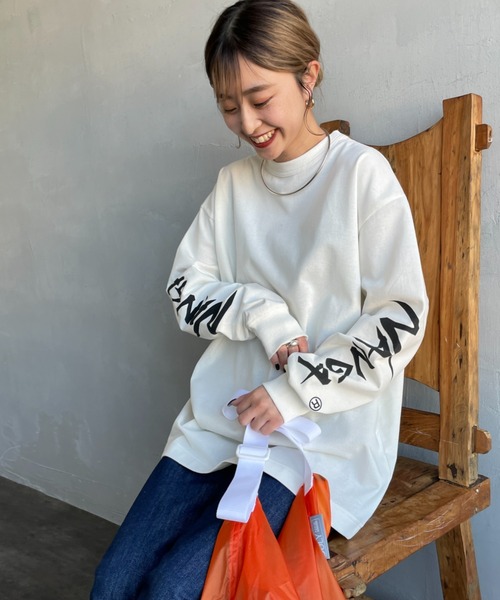 NANGA（ナンガ）の「[NANGA/ナンガ] 袖プリント ロングスリーブＴシャツ（Tシャツ/カットソー・レディース・ホワイト/ブラック・S/L/M）」の7枚目の写真
