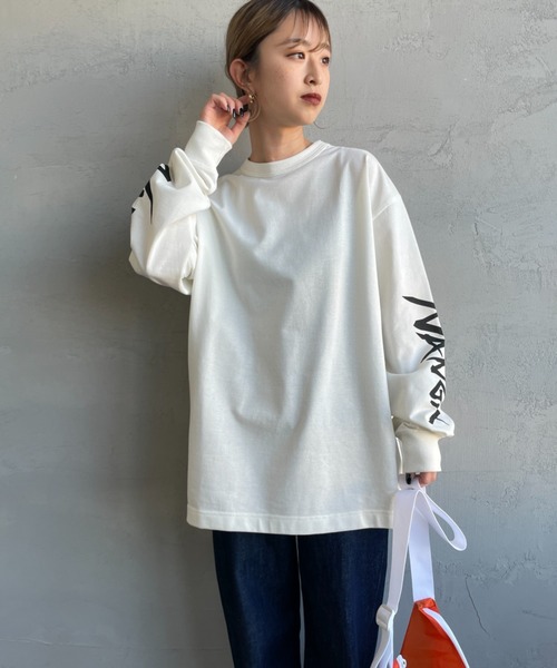 NANGA（ナンガ）の「[NANGA/ナンガ] 袖プリント ロングスリーブＴシャツ（Tシャツ/カットソー・レディース・ホワイト/ブラック・S/L/M）」の8枚目の写真