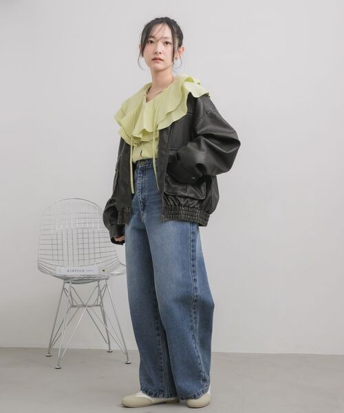 RETRO GIRL（レトロガール）の「ヴィンテージライクFレザーJK（その他アウター・レディース・ブラウン/ブラック・FREE）」の13枚目の写真