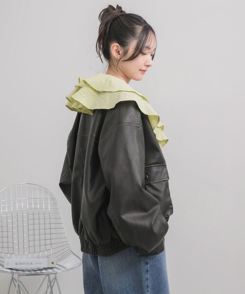 RETRO GIRL（レトロガール）の「ヴィンテージライクFレザーJK（その他アウター・レディース・ブラウン/ブラック・FREE）」の15枚目の写真