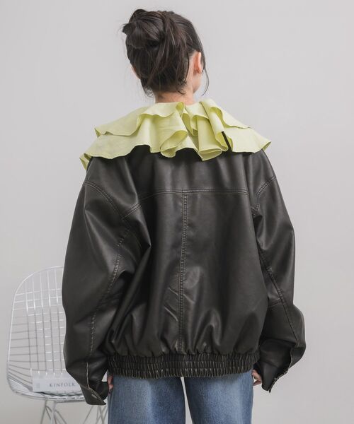 RETRO GIRL（レトロガール）の「ヴィンテージライクFレザーJK（その他アウター・レディース・ブラウン/ブラック・FREE）」の16枚目の写真