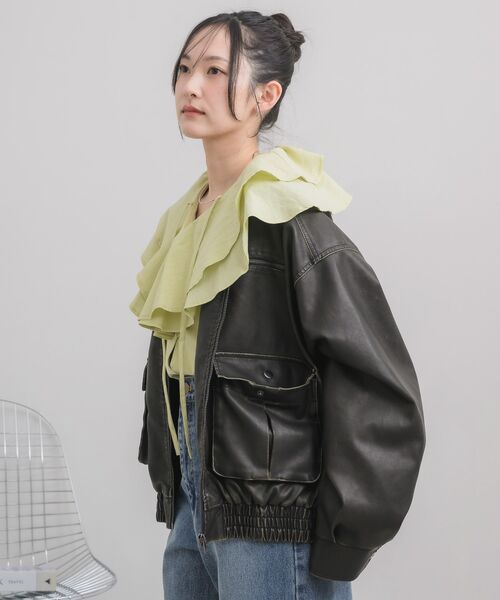 RETRO GIRL（レトロガール）の「ヴィンテージライクFレザーJK（その他アウター・レディース・ブラウン/ブラック・FREE）」の17枚目の写真