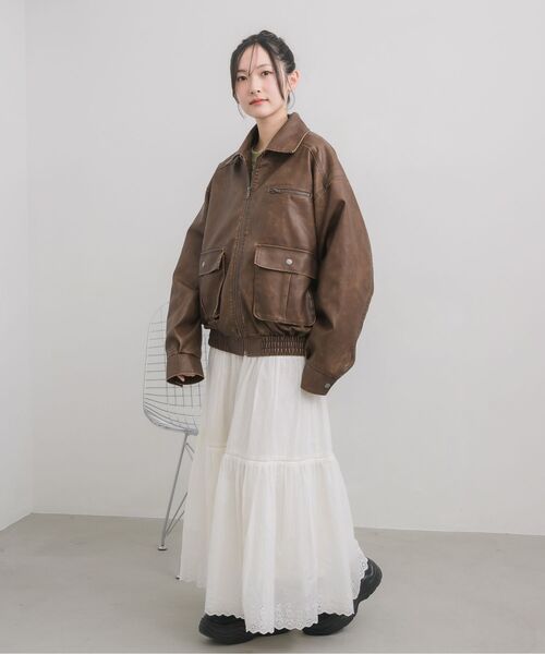 RETRO GIRL（レトロガール）の「ヴィンテージライクFレザーJK（その他アウター・レディース・ブラウン/ブラック・FREE）」の21枚目の写真