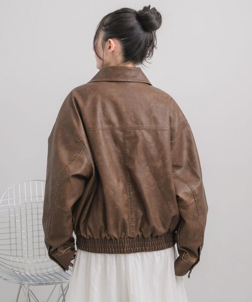 RETRO GIRL（レトロガール）の「ヴィンテージライクFレザーJK（その他アウター・レディース・ブラウン/ブラック・FREE）」の3枚目の写真