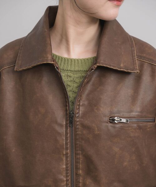 RETRO GIRL（レトロガール）の「ヴィンテージライクFレザーJK（その他アウター・レディース・ブラウン/ブラック・FREE）」の5枚目の写真