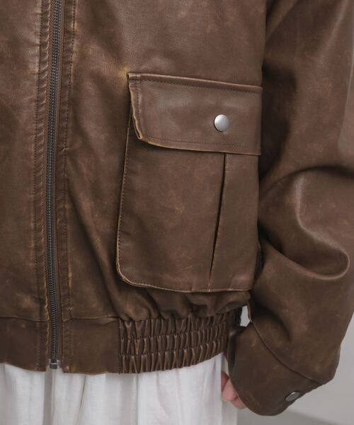 RETRO GIRL（レトロガール）の「ヴィンテージライクFレザーJK（その他アウター・レディース・ブラウン/ブラック・FREE）」の6枚目の写真