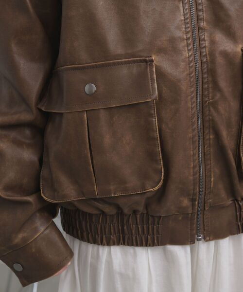 RETRO GIRL（レトロガール）の「ヴィンテージライクFレザーJK（その他アウター・レディース・ブラウン/ブラック・FREE）」の7枚目の写真