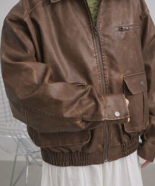 RETRO GIRL（レトロガール）の「ヴィンテージライクFレザーJK（その他アウター・レディース・ブラウン/ブラック・FREE）」の8枚目の写真