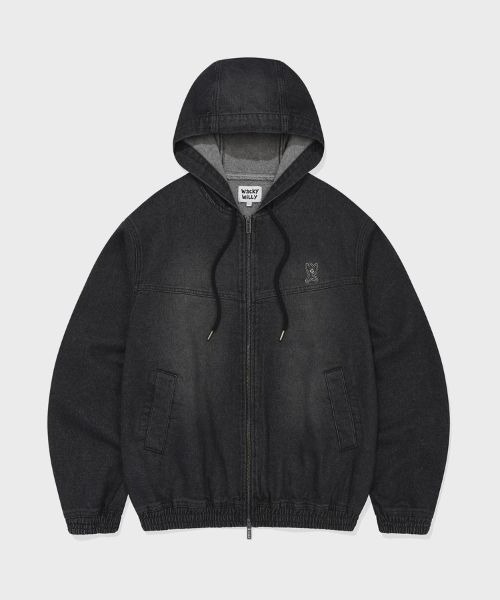 Wacky WiLLy(ワッキーウィリー)の「GRAPHIC DENIM HOODED JUMPER(デニムジャケット・メンズ・ブルー/ブラック・MEDIUM/LARGE/SMALL)」の3枚目の写真