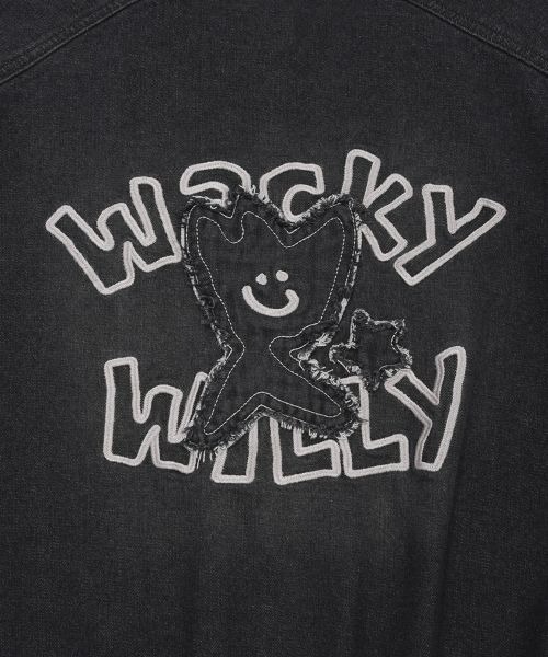Wacky WiLLy(ワッキーウィリー)の「GRAPHIC DENIM HOODED JUMPER(デニムジャケット・メンズ・ブルー/ブラック・MEDIUM/LARGE/SMALL)」の9枚目の写真