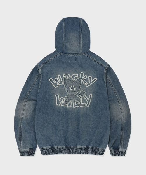 Wacky WiLLy(ワッキーウィリー)の「GRAPHIC DENIM HOODED JUMPER(デニムジャケット・メンズ・ブルー/ブラック・MEDIUM/LARGE/SMALL)」の12枚目の写真