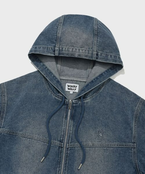 Wacky WiLLy(ワッキーウィリー)の「GRAPHIC DENIM HOODED JUMPER(デニムジャケット・メンズ・ブルー/ブラック・MEDIUM/LARGE/SMALL)」の13枚目の写真