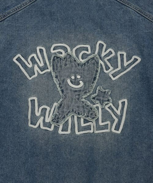 Wacky WiLLy(ワッキーウィリー)の「GRAPHIC DENIM HOODED JUMPER(デニムジャケット・メンズ・ブルー/ブラック・MEDIUM/LARGE/SMALL)」の17枚目の写真