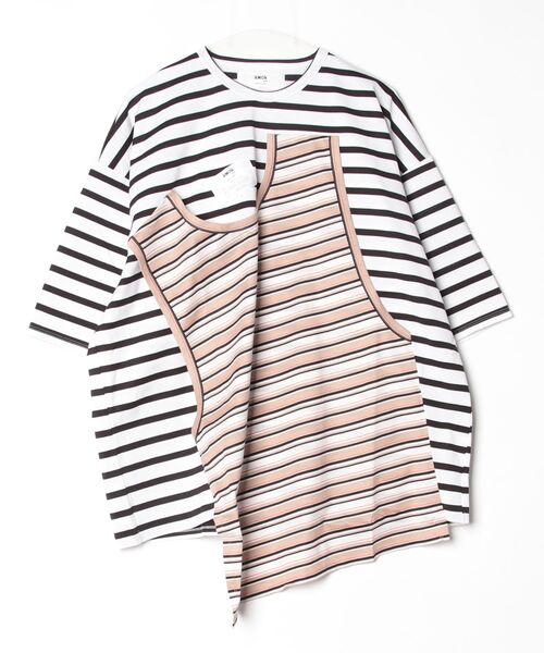 amok（アモク）の「amok /アモク/TANK-TO-HALF SLEEVE TEE（Tシャツ/カットソー・メンズ・ホワイト/ネイビー・M）」の2枚目の写真