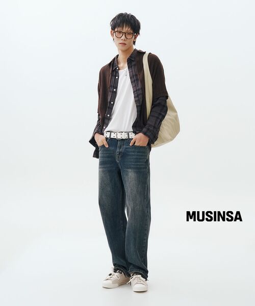 MUSINSA STANDARD（ムシンサスタンダード）の「リラックスドクリンクルオンブレチェックシャツ2 [ダークグレー/ブラック]（シャツ/ブラウス・メンズ・その他・LARGE/X-LARGE/2XL/SMALL/MEDIUM）」の10枚目の写真