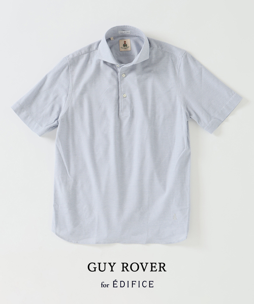 GUY ROVER(ギローバー)の「GUY ROVER (ギローバー) 別注 ジャージーカッタウェイポロシャツ(ポロシャツ・メンズ・ネイビー/グレー/ブラック/ブラウン/ホワイト・X-LARGE/LARGE/MEDIUM/SMALL)」の3枚目の写真