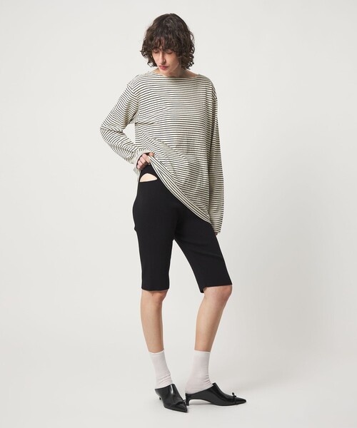 6（ロク）の「＜6(ROKU)＞ホール ニット スパッツ（レギンス/スパッツ・レディース・ブラック/ダークブラウン・FREE）」の15枚目の写真