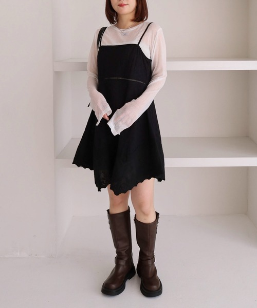 archives（アルシーヴ）の「イレヘムスカラップミニキャミワンピース（ワンピース・レディース・ブラック/オフホワイト・MEDIUM）」の20枚目の写真