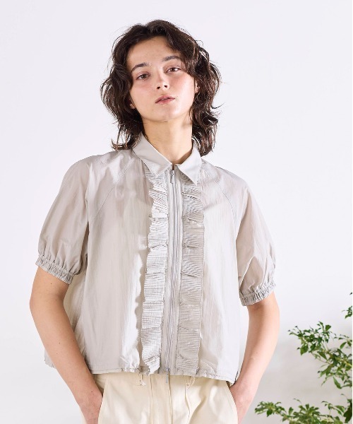 セール】sheer pleats half sleeve blouson（ブルゾン）｜Marilyn Moon