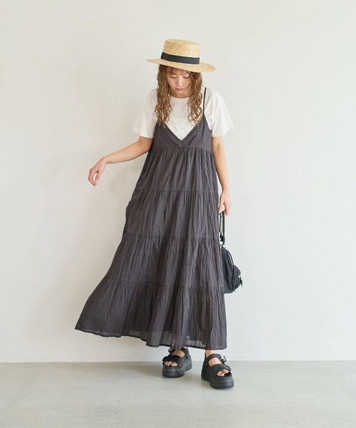 BAYFLOW（ベイフロー）の「[ティアードフレアシルエット]クリンクルボイルワンピース（ワンピース・レディース・ブラック/カーキ系/イエロー・SMALL/MEDIUM）」の7枚目の写真