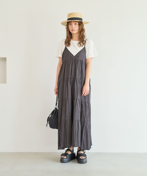 BAYFLOW（ベイフロー）の「[ティアードフレアシルエット]クリンクルボイルワンピース（ワンピース・レディース・ブラック/カーキ系/イエロー・SMALL/MEDIUM）」の8枚目の写真