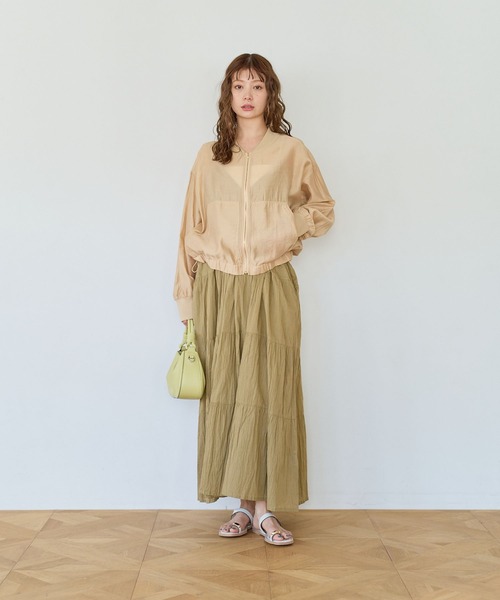 BAYFLOW（ベイフロー）の「[ティアードフレアシルエット]クリンクルボイルワンピース（ワンピース・レディース・ブラック/カーキ系/イエロー・SMALL/MEDIUM）」の10枚目の写真