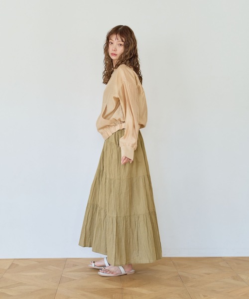 BAYFLOW（ベイフロー）の「[ティアードフレアシルエット]クリンクルボイルワンピース（ワンピース・レディース・ブラック/カーキ系/イエロー・SMALL/MEDIUM）」の17枚目の写真