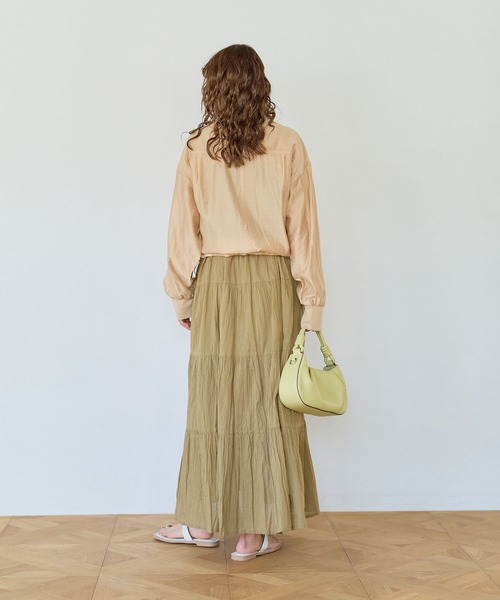 BAYFLOW（ベイフロー）の「[ティアードフレアシルエット]クリンクルボイルワンピース（ワンピース・レディース・ブラック/カーキ系/イエロー・SMALL/MEDIUM）」の19枚目の写真